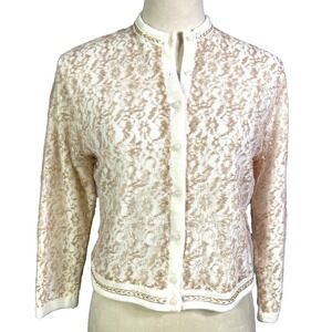 Vintage Park Storyk Cardigan Gold Metallic Romantic Coquette Cottagecore Dainty